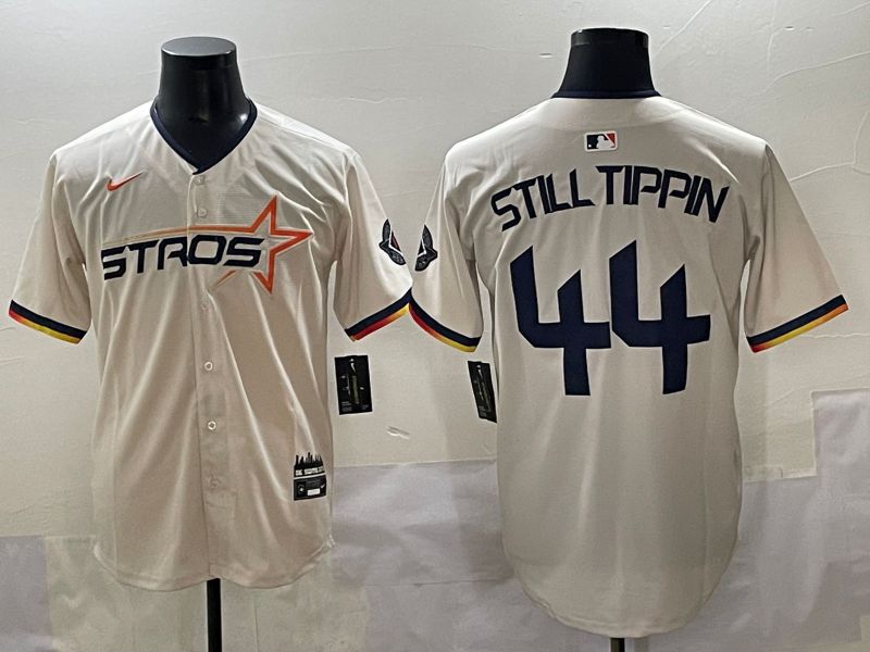 Men 2025 Houston Astros #44 Still Tippin Cream Three generations Joint Name Nike MLB Jersey style 9